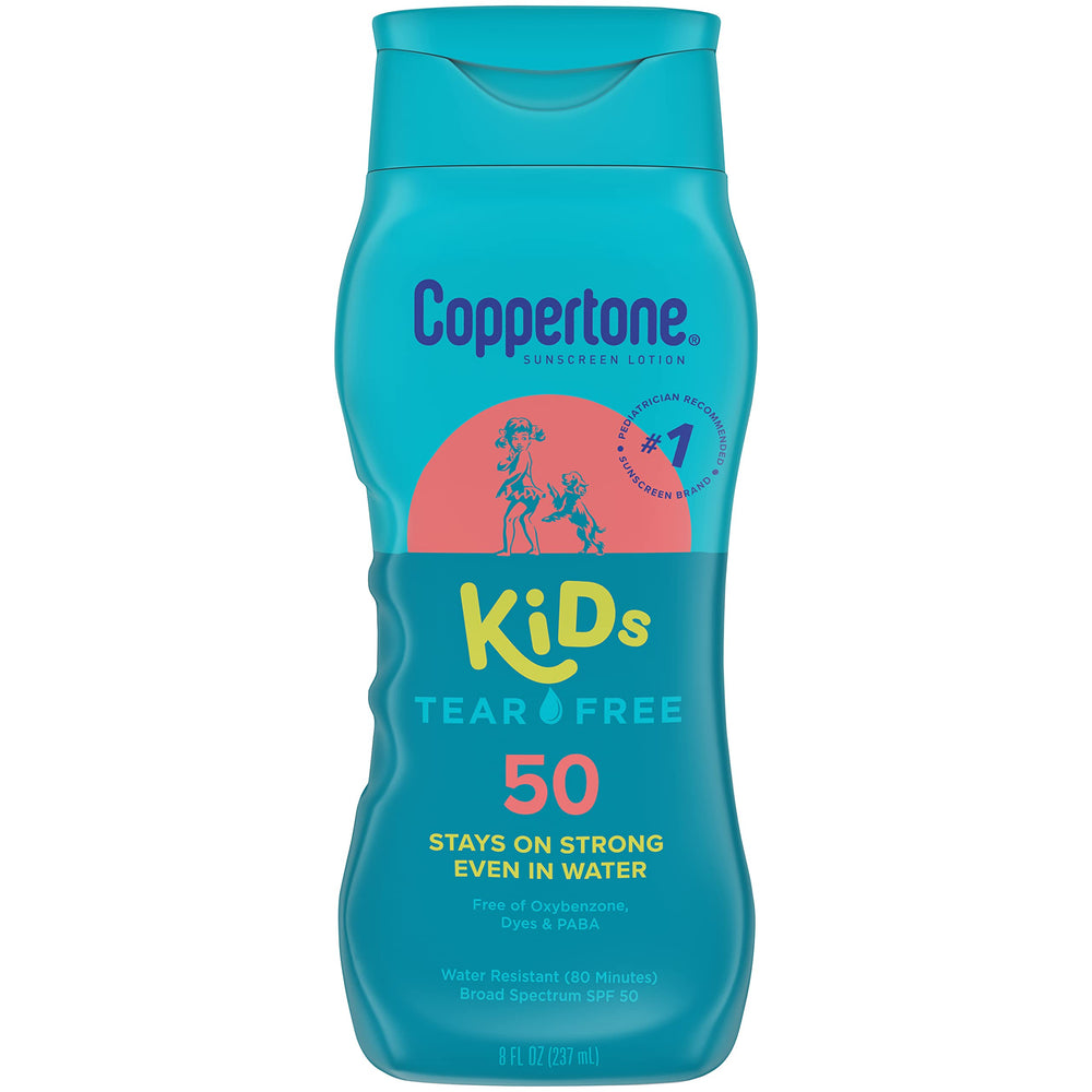 Coppertone Kids SPF 50 lotion bottle for reliable sun protection on the go