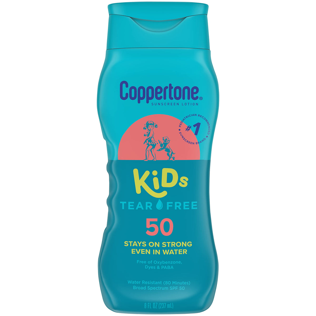 Coppertone Kids SPF 50 lotion bottle for reliable sun protection on the go