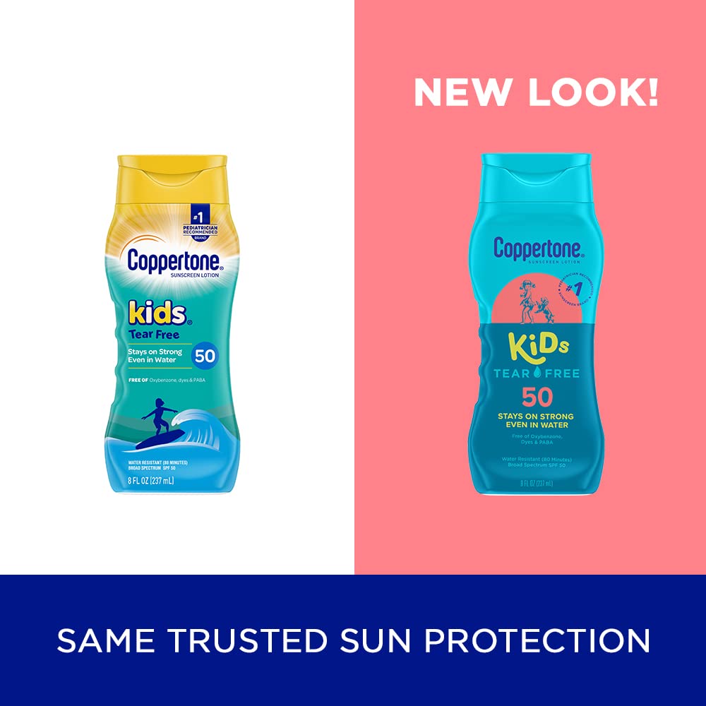 Coppertone Kids SPF 50 lotion dispenser for easy application during activities