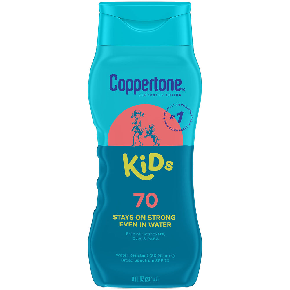 Coppertone Kids Sunscreen Lotion SPF 70 bottle ready for outdoor play.