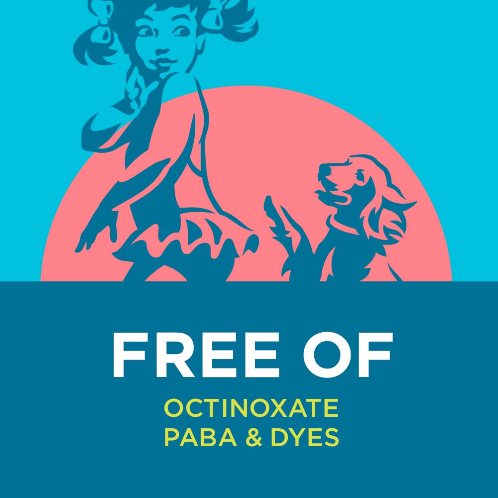 No dyes or PABA in Coppertone Kids Lotion for clean skin contact.