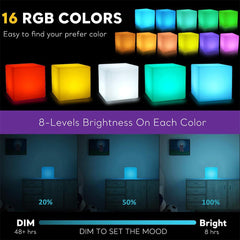 COPU cube light with remote control switches colors and modes instantly.