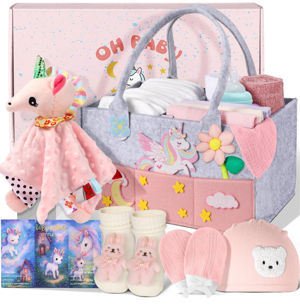 Coralogo baby shower gift basket with diaper caddy ready-to-gift and organized essentials