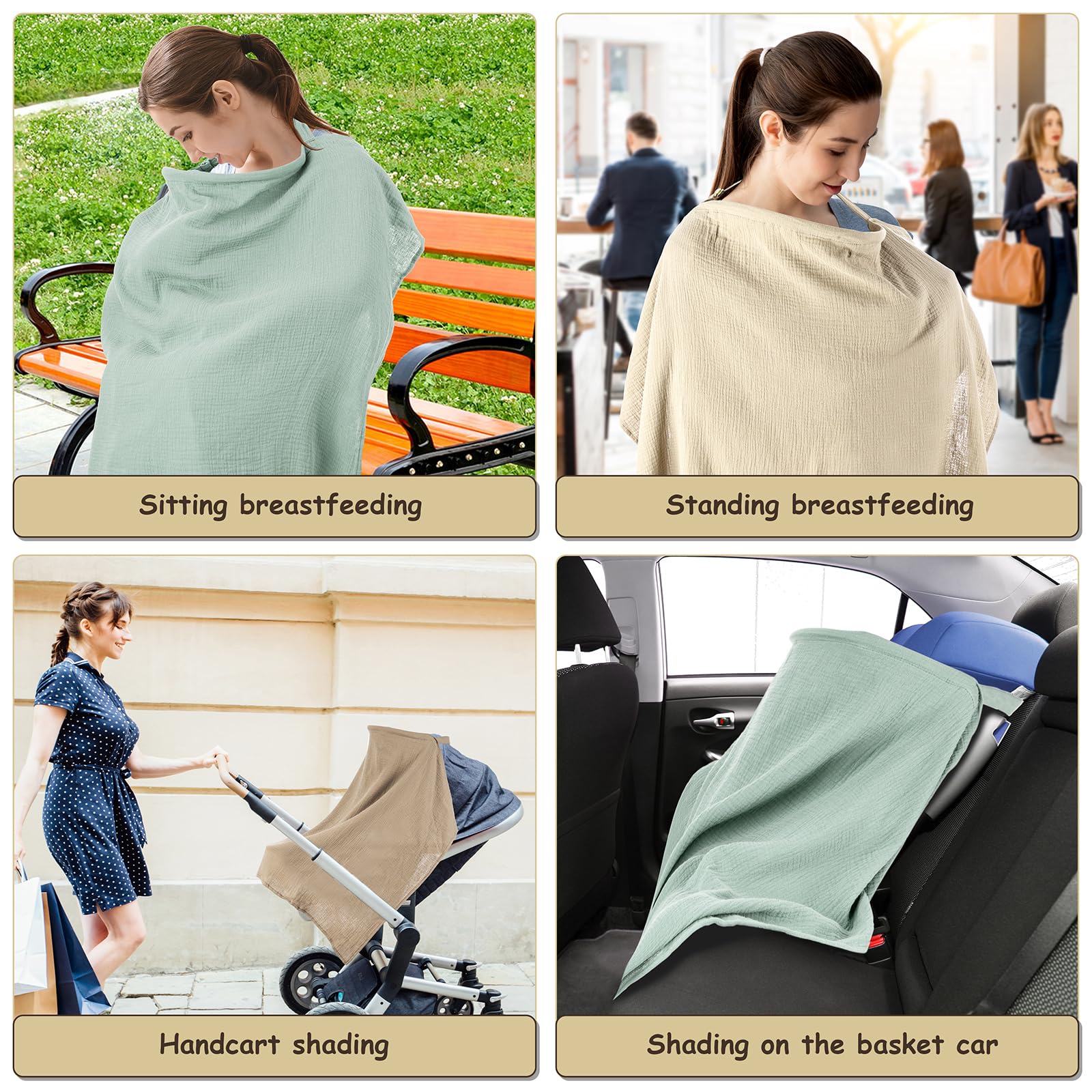 CORATED nursing cover protecting baby’s privacy during feeding in busy areas.