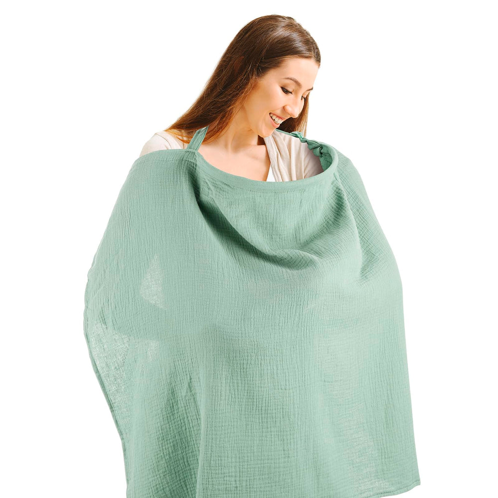 CORATED nursing cover used in public settings offering quick shade and privacy.