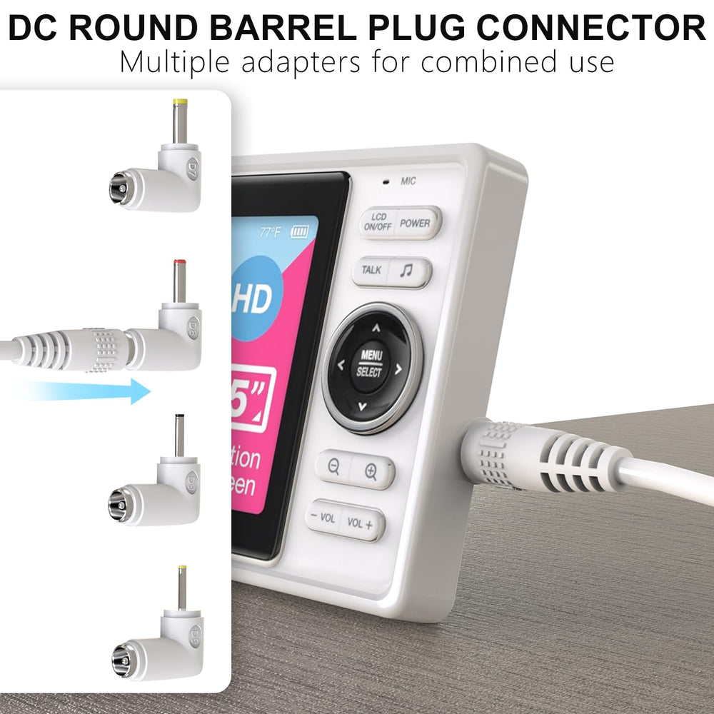 Cordro interchangeable DC connectors for multiple monitor models