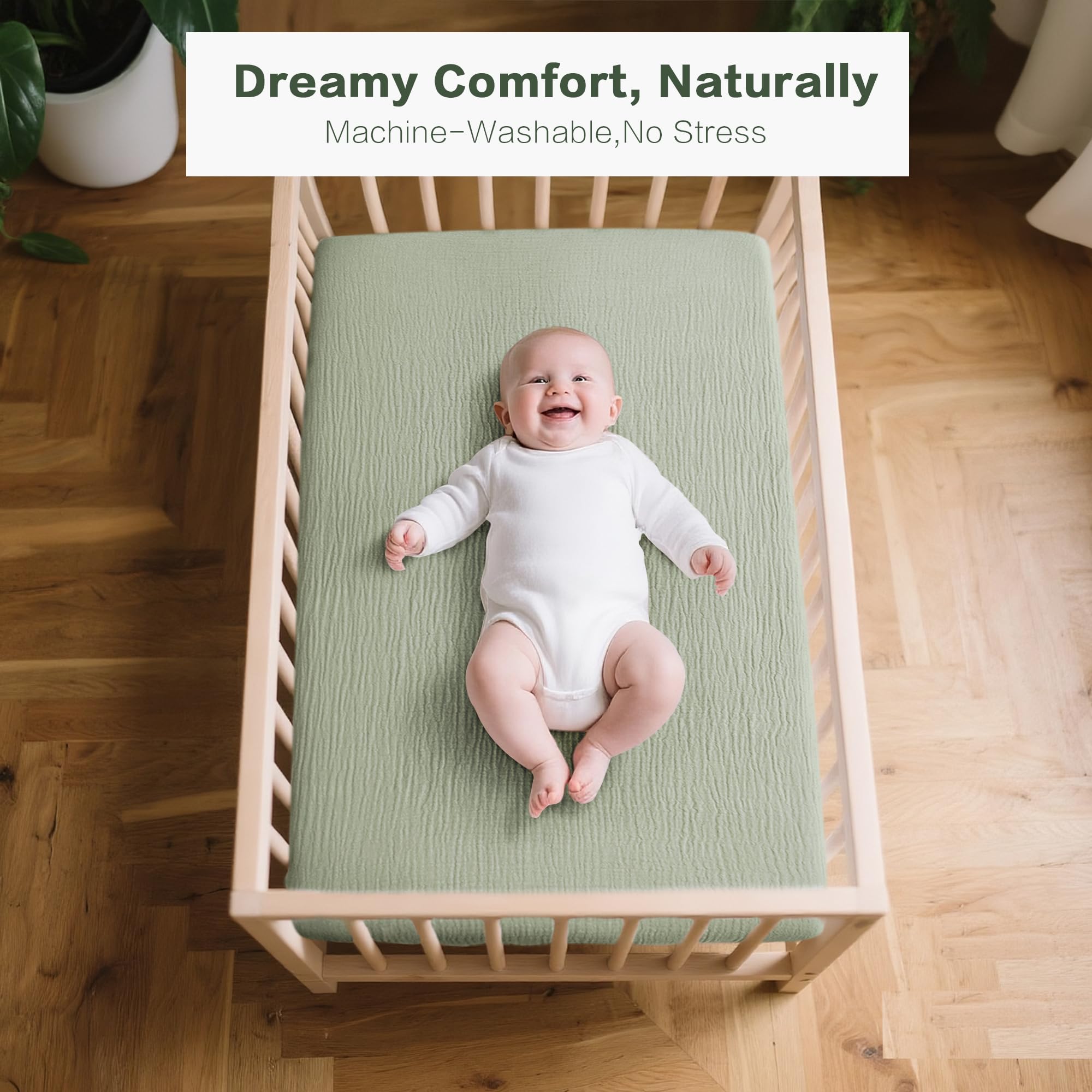 Coreeky muslin sheets leaf green open weave for better airflow