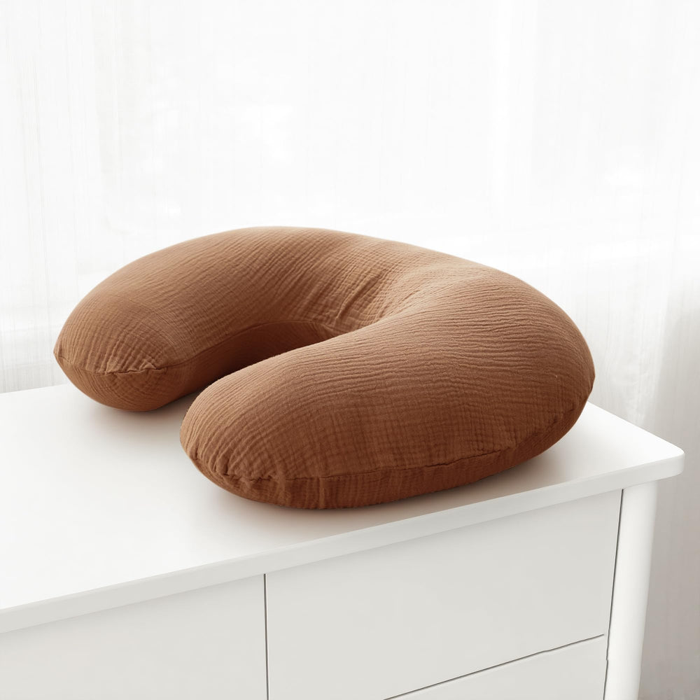 Coreeky muslin nursing pillow cover Khiki Rainbow design adds cozy aesthetic to feeding