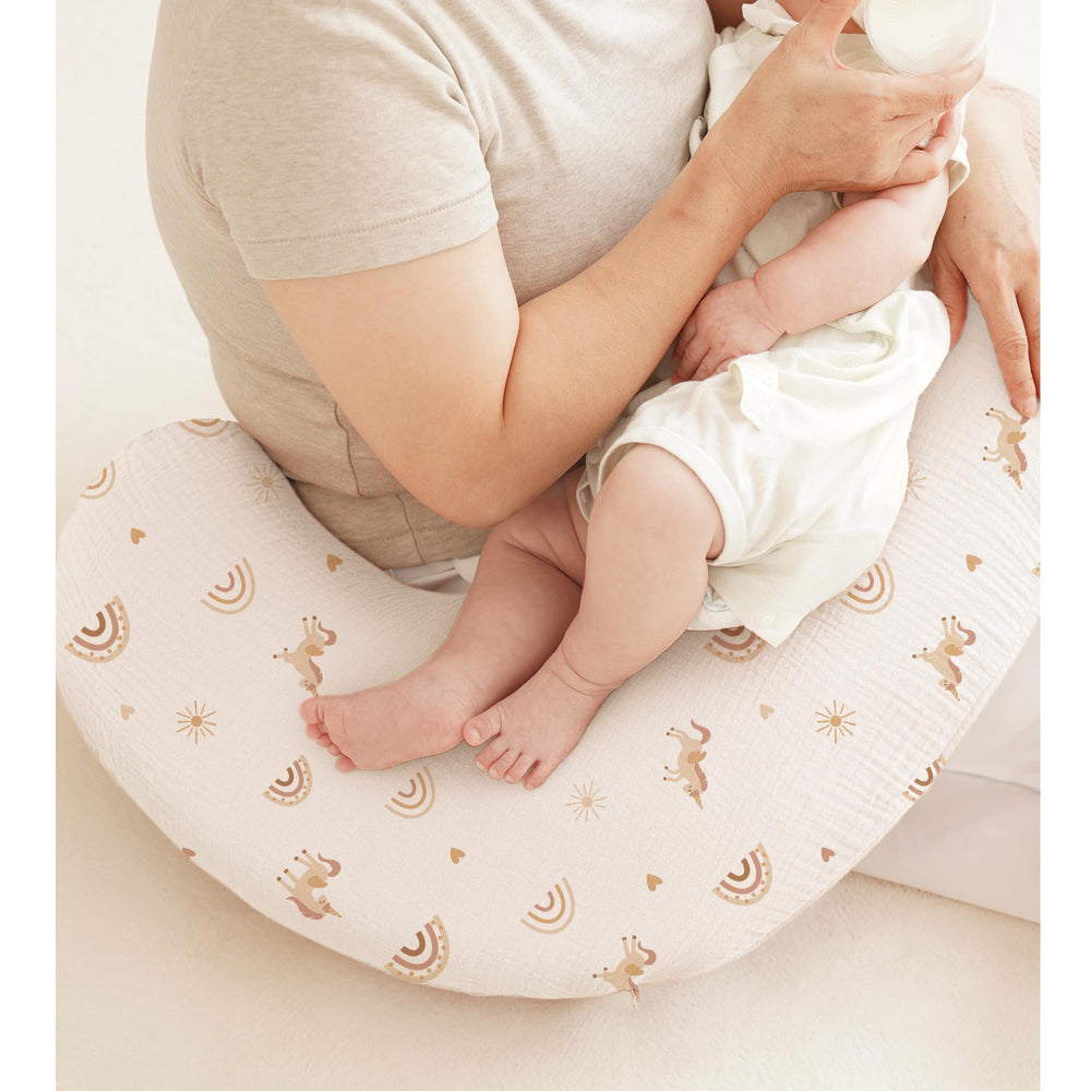 Coreeky muslin nursing pillow cover two-pack designs let you switch styles easily