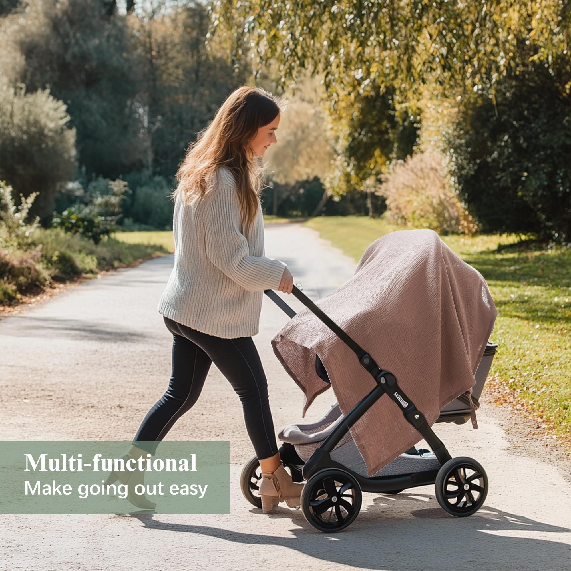 Coreeky nursing cover detachable back straps offer easy on/off on windy days.
