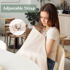 Coreeky nursing cover with side snaps keeps straps secure during outings.