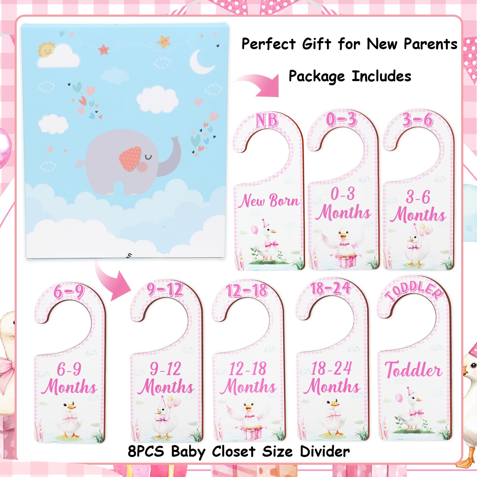CORNER LACE gift-box pink-goose dividers present beautifully as a baby shower gift.