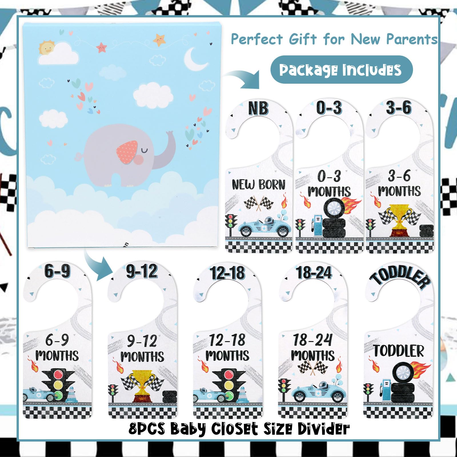 CORNER LACE race car themed dividers on nursery decor setup