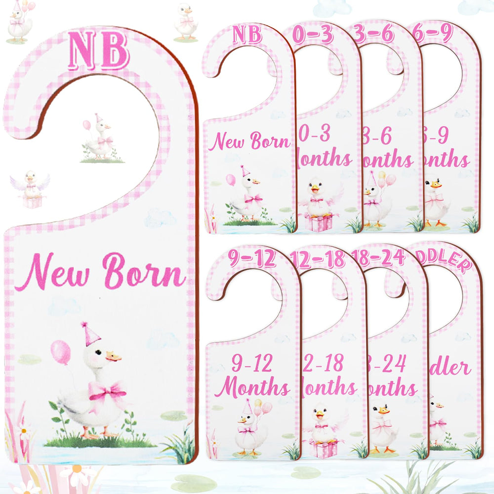 CORNER LACE pink-goose 8pcs closet dividers help organize newborn outfits at a glance.