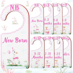 CORNER LACE pink-goose 8pcs closet dividers help organize newborn outfits at a glance.