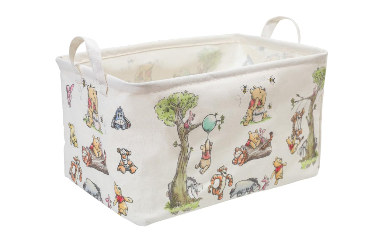 CORODER Rectangle Bear Nursery Storage Basket in white with waterproof interior for toy and laundry organization.