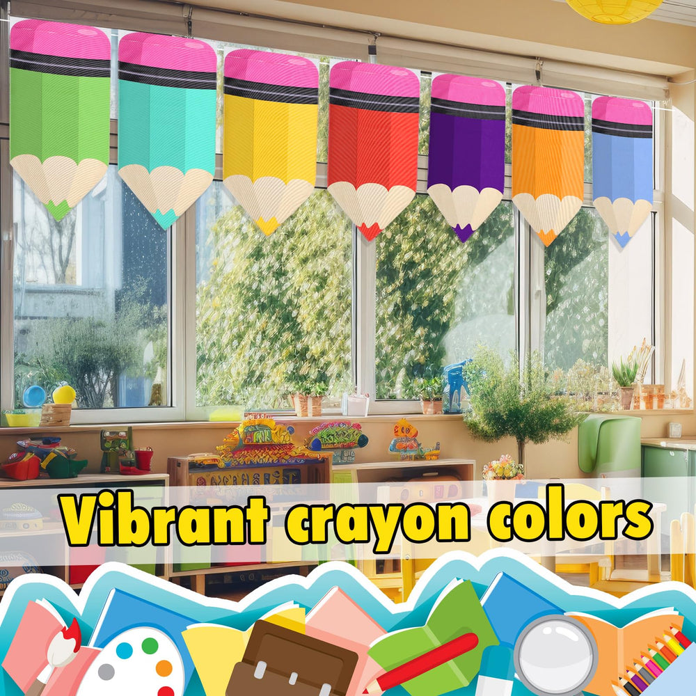 Cosblank rainbow pencil curtains easy installation simplifies classroom setup.