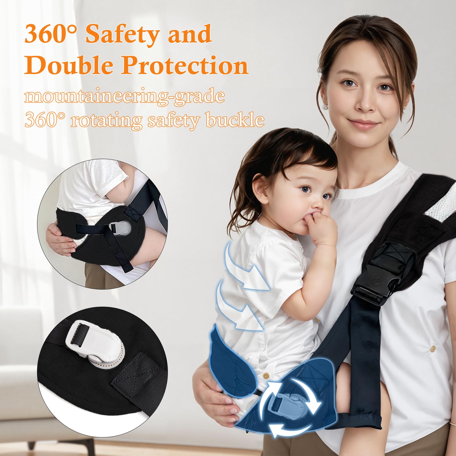 COSDIG breathable mesh panels illustrate temperature regulation for baby comfort in warm weather.