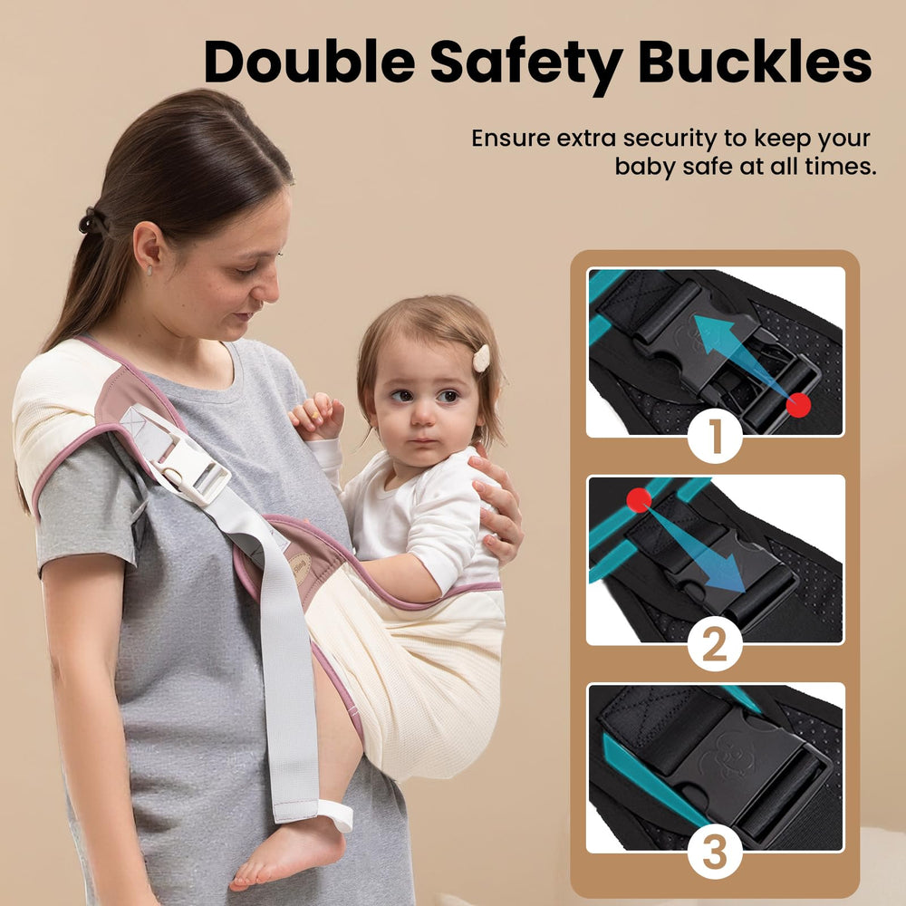 COSDIG Baby Carrier carrying-positions show hip, side, and shoulder carry options.