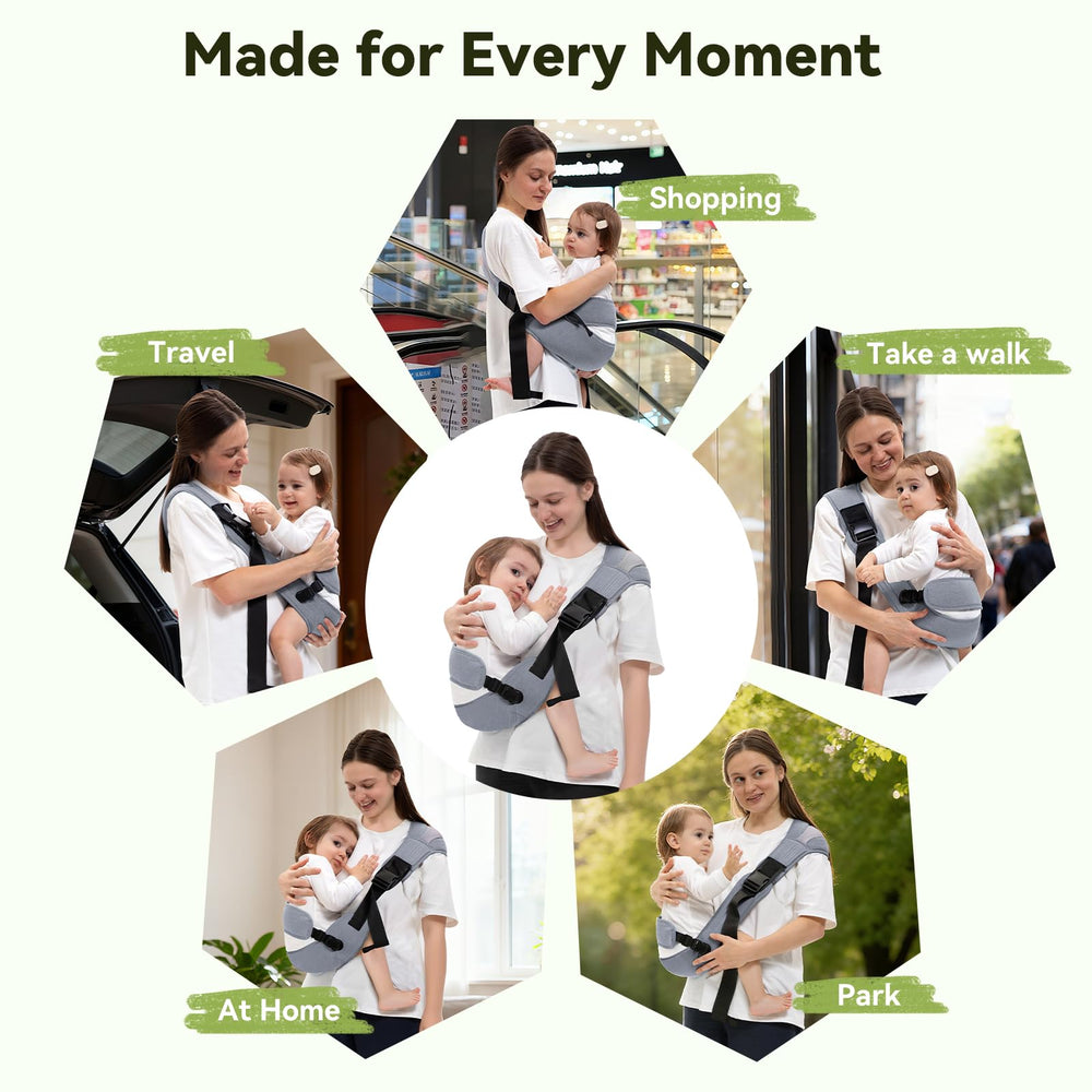 COSDIG baby carrier gray durable oxford fabric ready for outdoor use and travel.