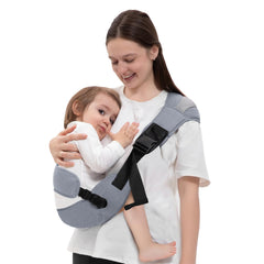 COSDIG baby carrier gray front view highlights durable materials for daily use.