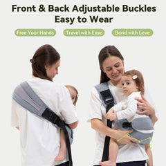 COSDIG baby carrier gray shoulder straps demonstrate comfortable design reduces strain during extended wear.