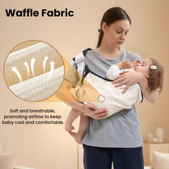 COSDIG baby carrier waffle-knit lining feels soft against baby's skin for all-day wear