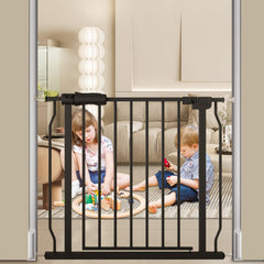 COSEND baby gate wide entrance demonstrates one-handed use for quick access.