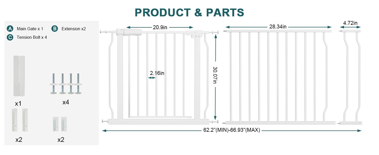 COSEND extra wide baby gate matte finish adds stylish, scratch-resistant look.