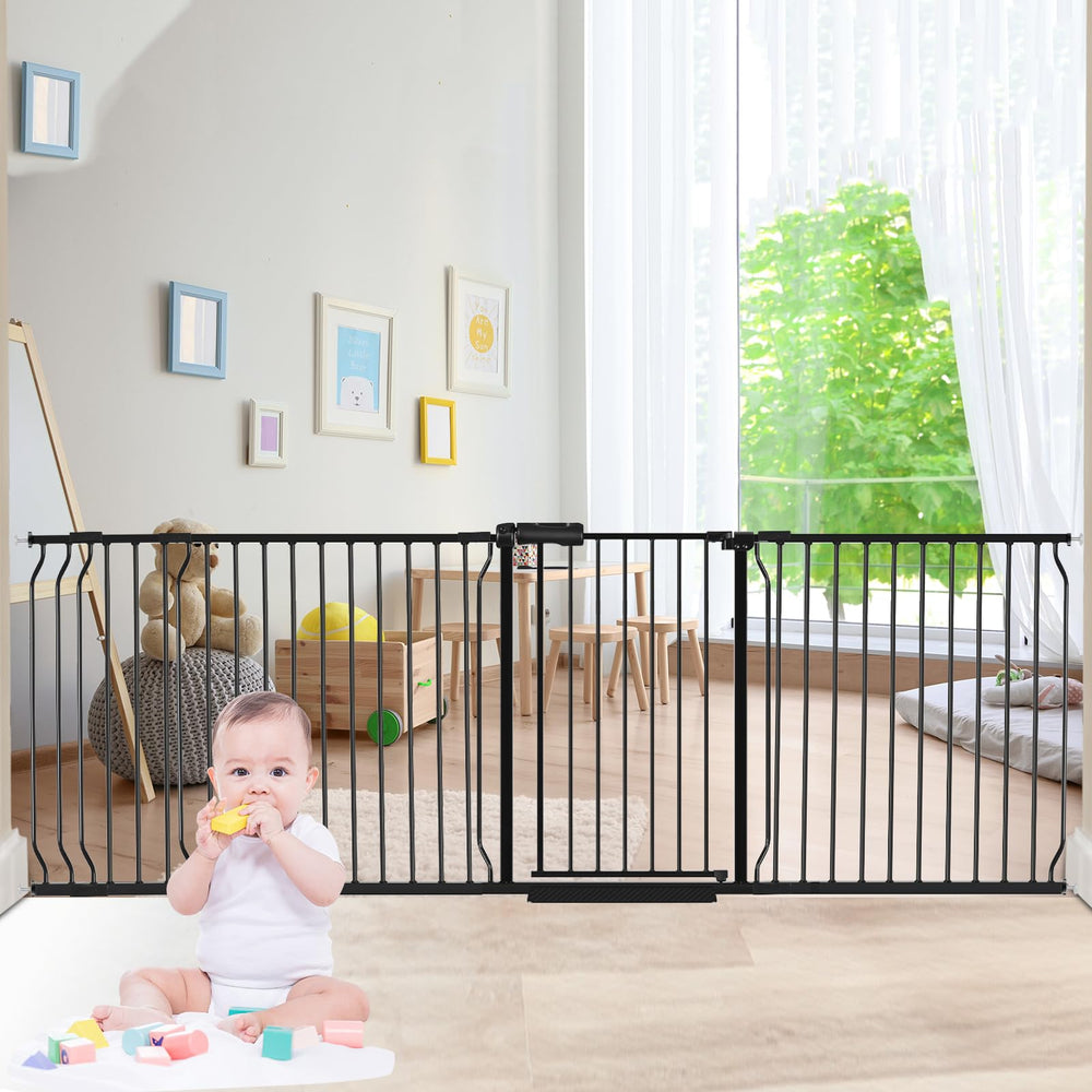 COSEND extra-wide gate assembly in doorway for quick no-damage setup