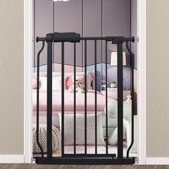 COSEND narrow walk-through gate closed view, sturdy steel barrier for kids and pets