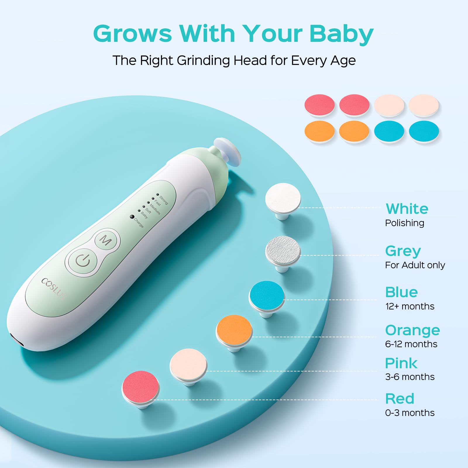 COSLUS 6-heads and 8-pads bundle supports growing nails