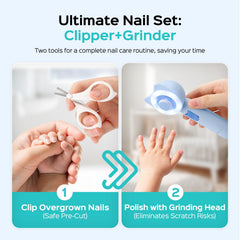 COSLUS baby nail grinder heads highlight smooth edges after trimming.
