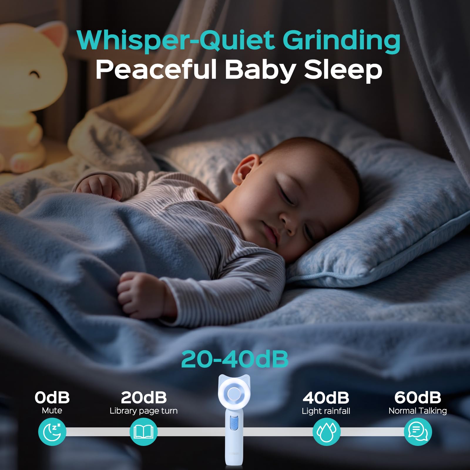 COSLUS ultra-quiet operation supports nap-time grooming with minimal noise.