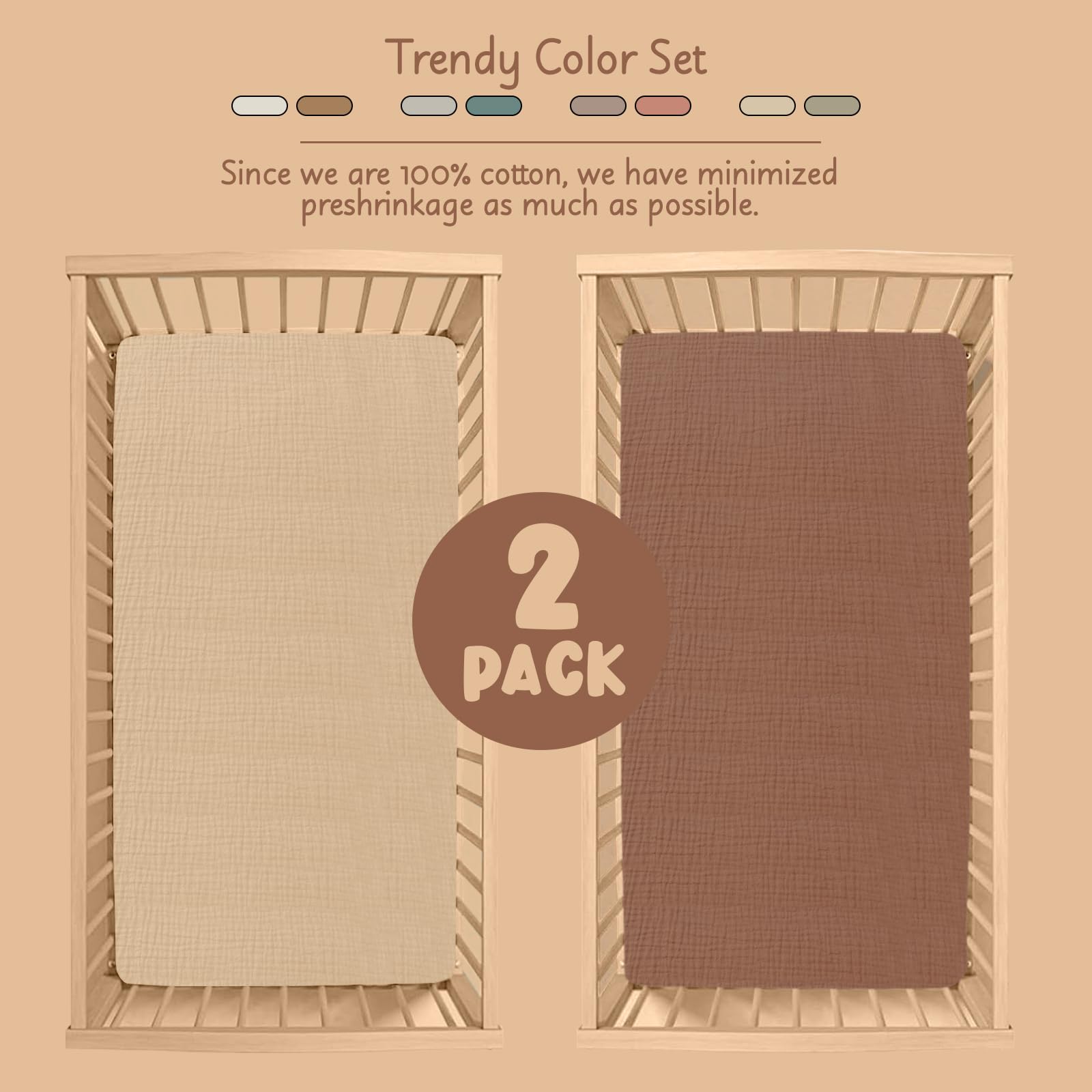 COSMOPLUS Muslin Crib Sheets eco-friendly packaging highlighting gift-ready presentation.