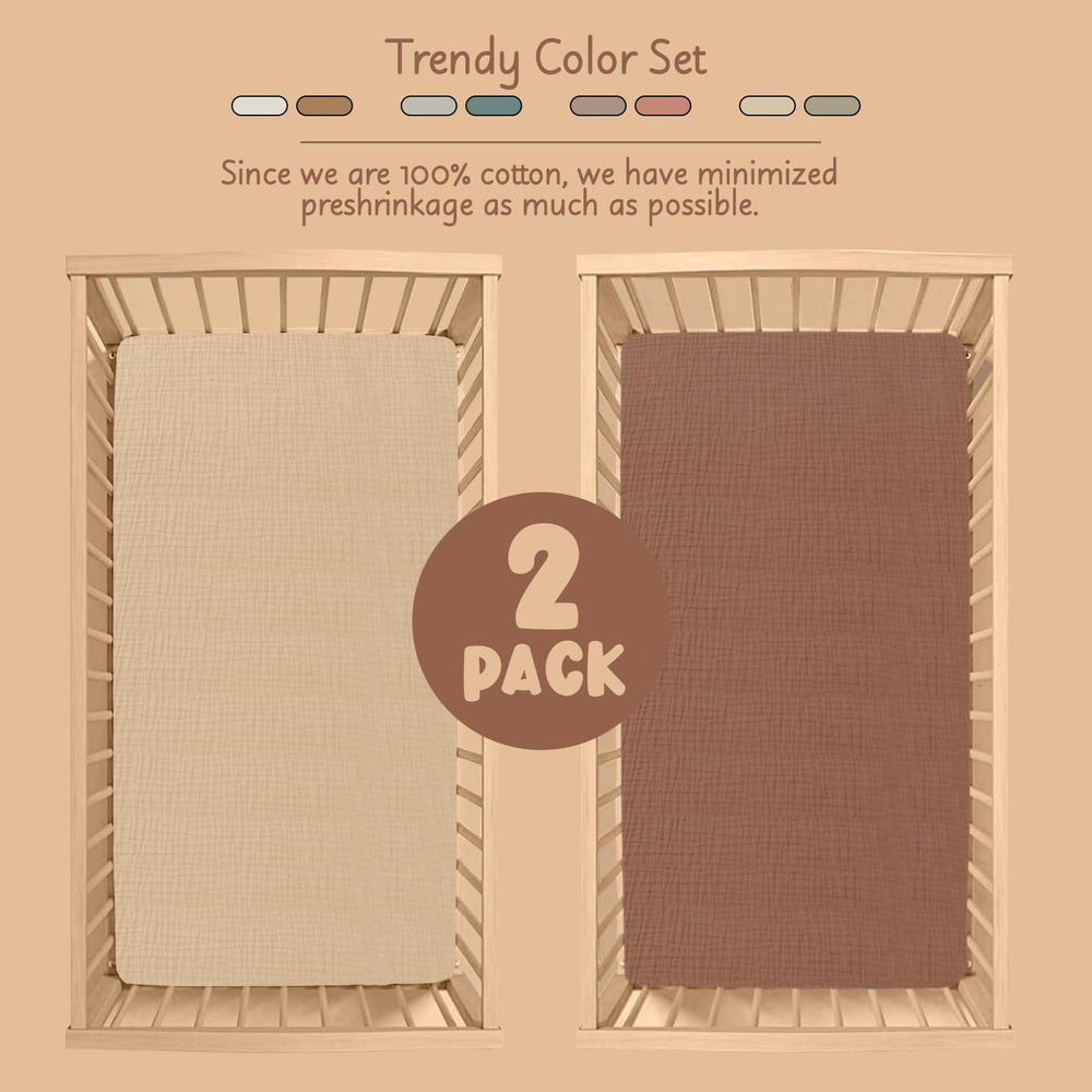 COSMOPLUS Muslin Crib Sheets eco-friendly packaging highlighting gift-ready presentation.