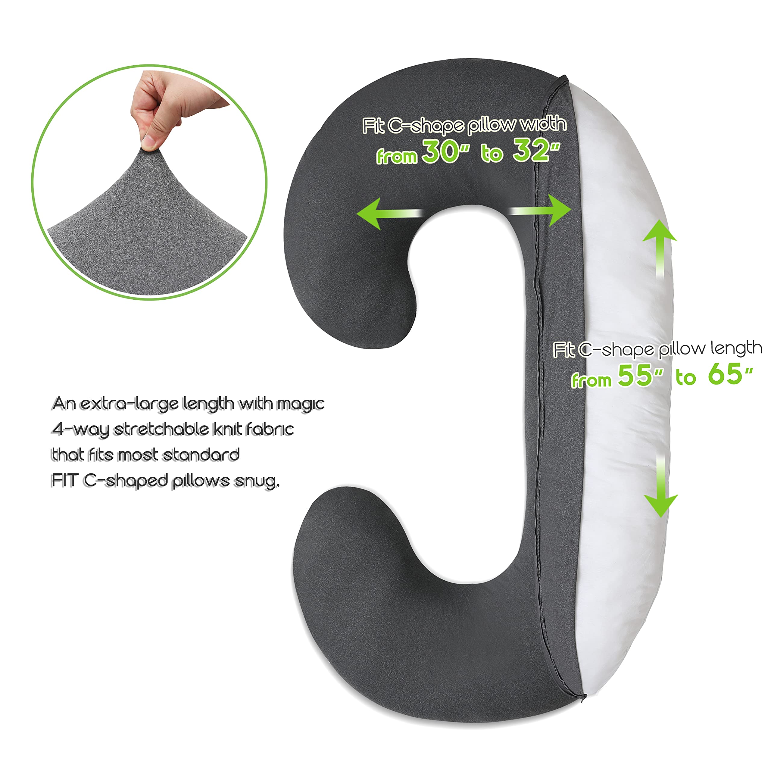 COSMOPLUS Pillow Cover shows easy-to-pull zipper for quick pillow swap