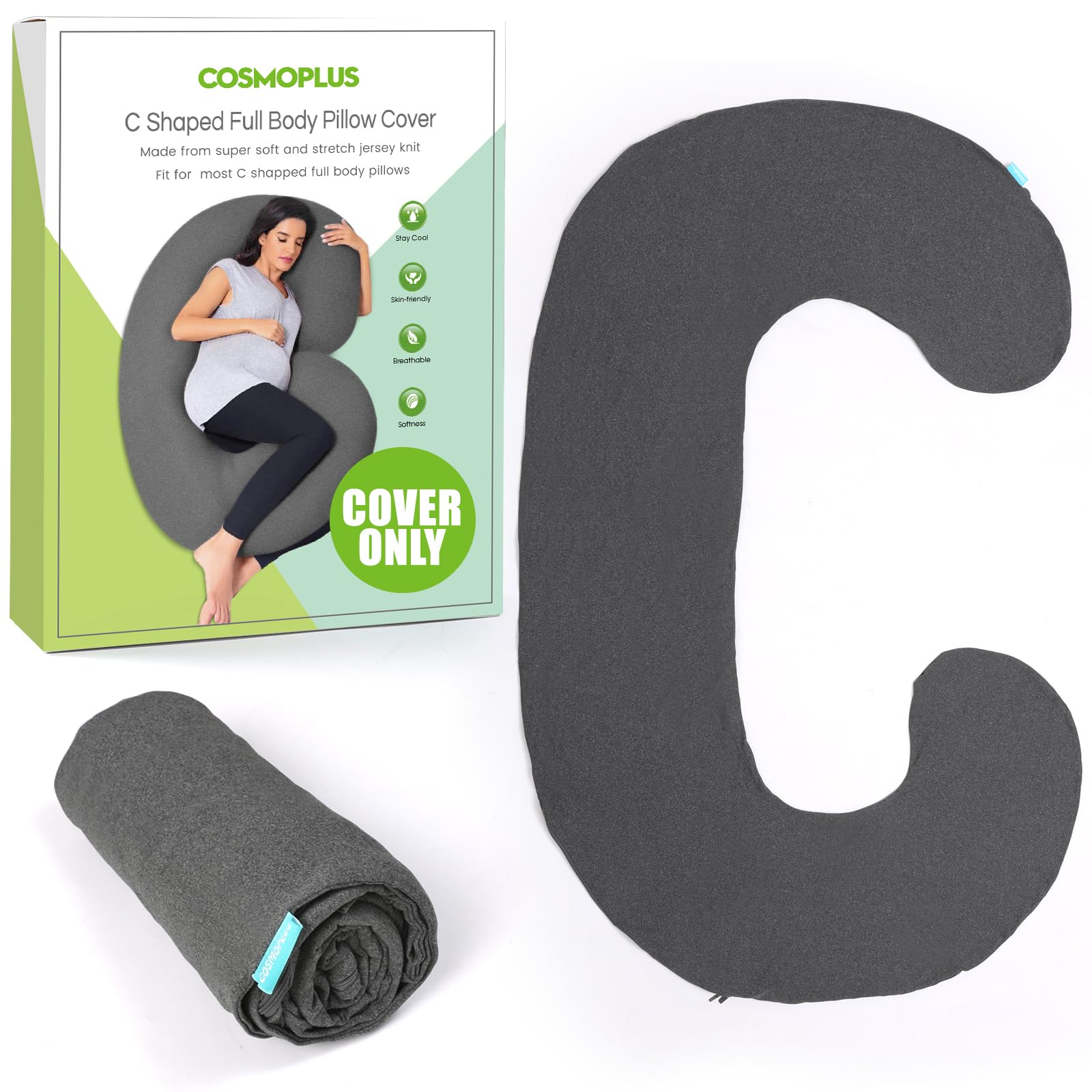 COSMOPLUS Pregnancy Pillow Cover: full-fit design for snug, supported sleep