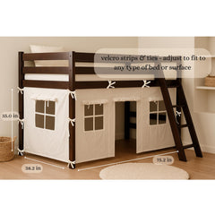 Cosmos & Poppy Wonder Nook bunk bed setup image illustrates quick, simple installation.