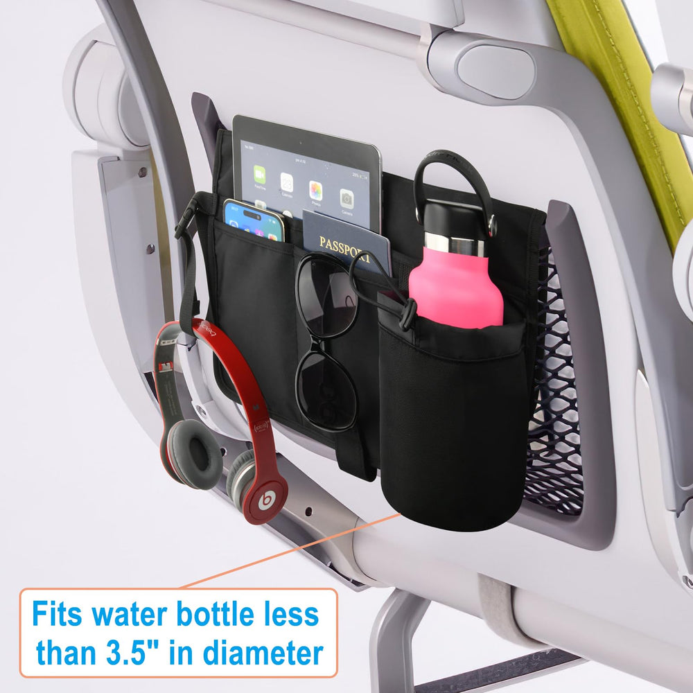 Cosmos seatback organizer multi-pocket design supports phones, passports, glasses