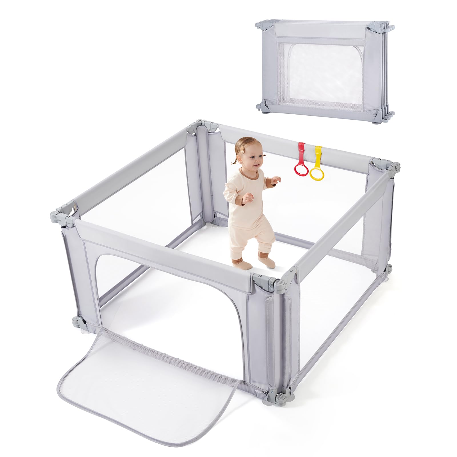 Cosola baby playpen 47x47 square assembly shows quick tool-free setup for safe play