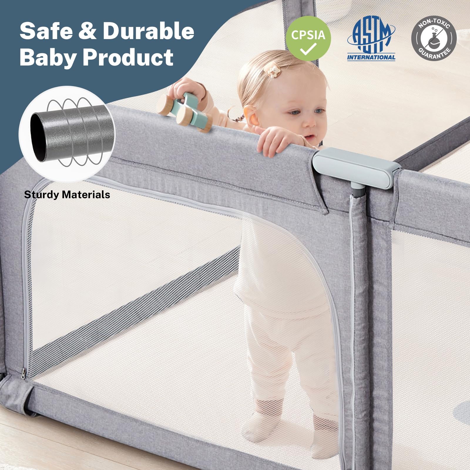 Cosola baby playpen with carry bag proves travel friendly and easy to transport.
