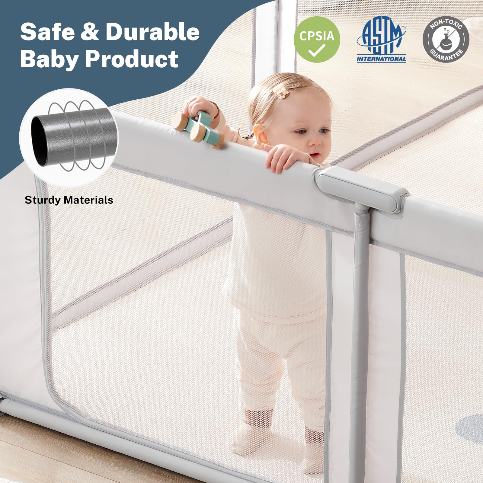 Cosola baby playpen carry bag-ready image underscores travel-friendly setup on the go.