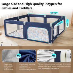 Cosola baby playpen foldable frame blue offers portable setup for travel and home use.