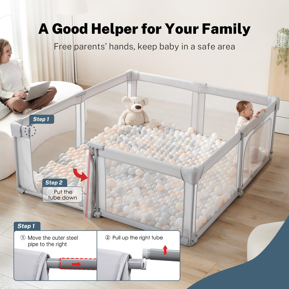 Cosola baby playpen folded-compact view shows easy storage and portability.