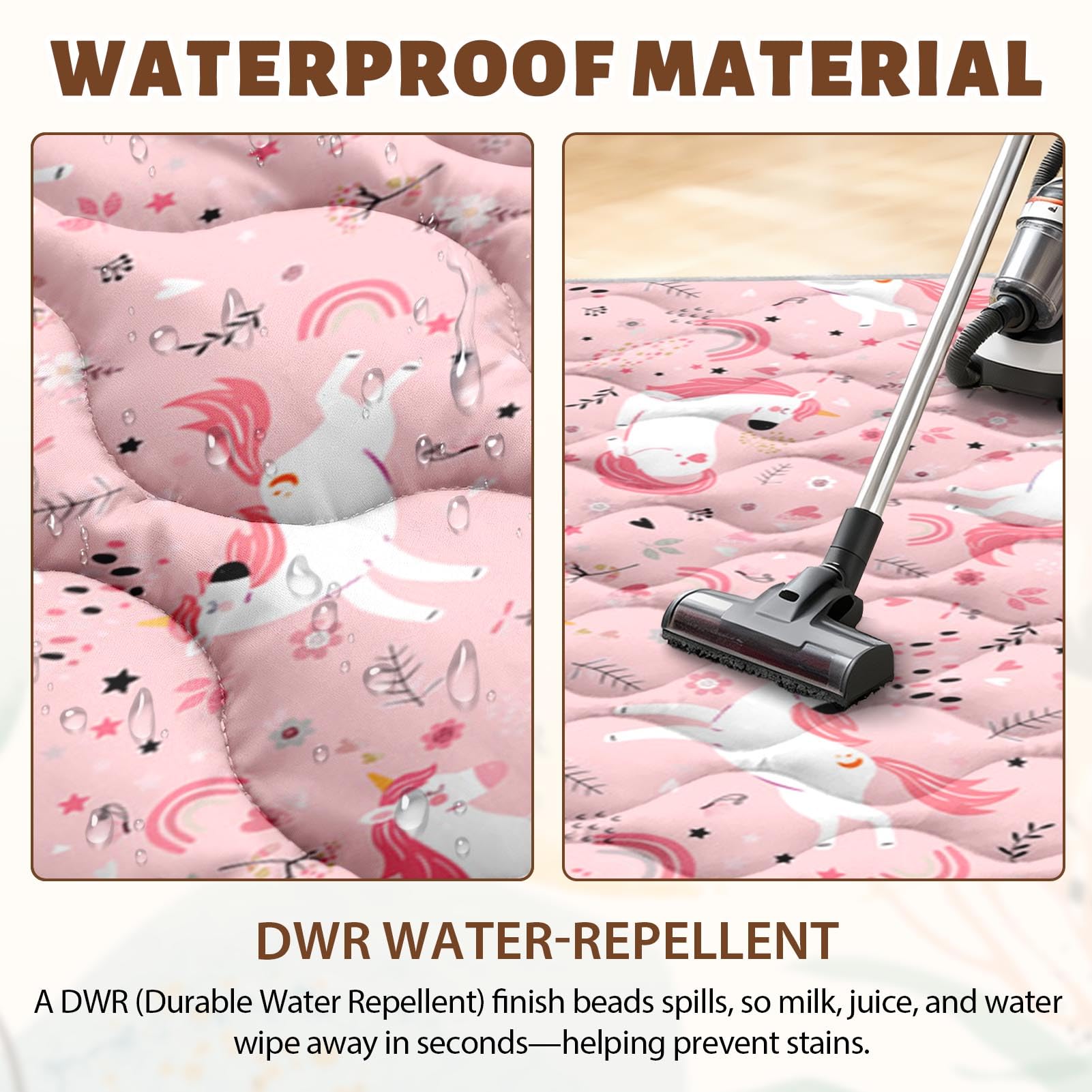 Cosovia Baby Play Mat non-slip base keeps movement steady on any floor.
