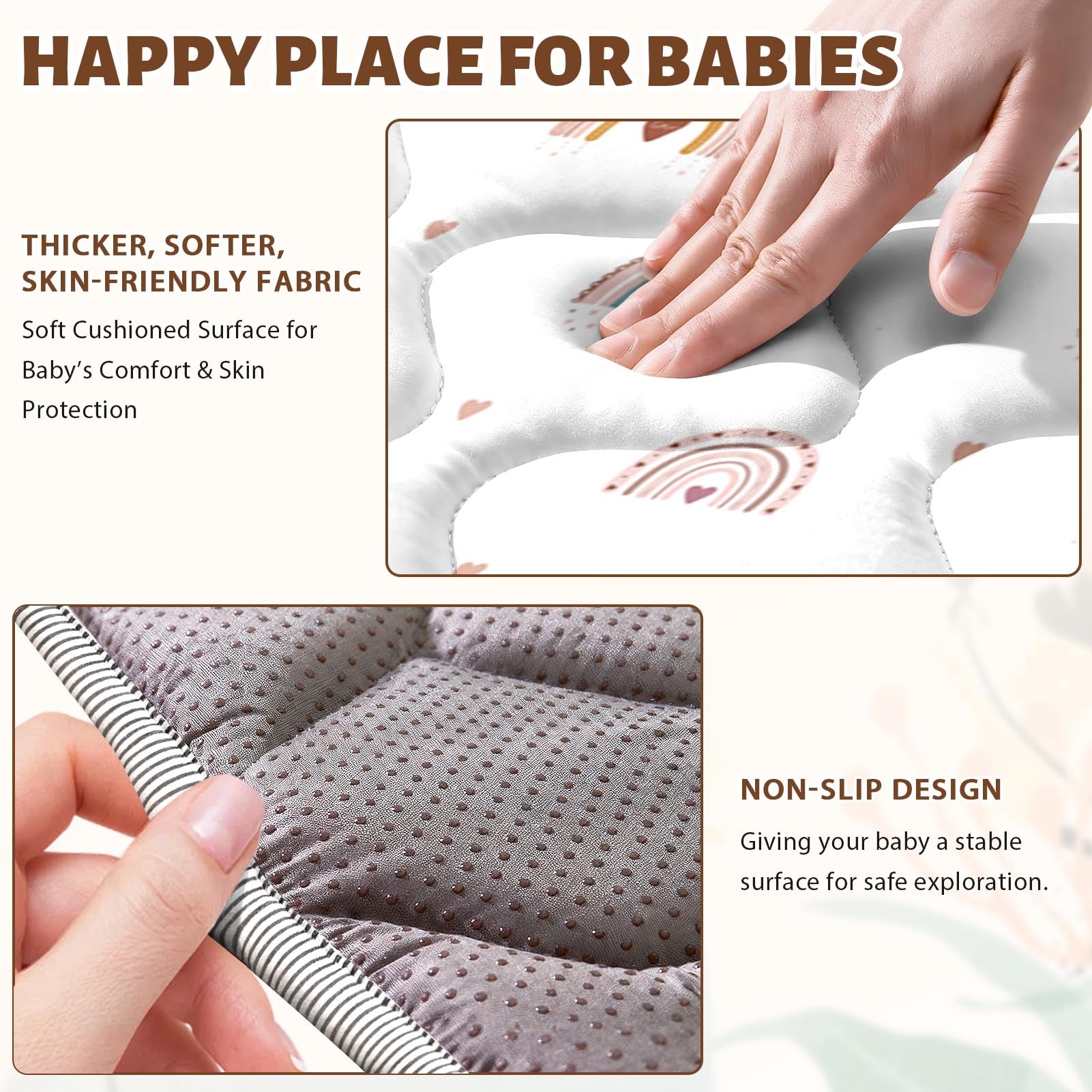 Cosovia Baby Play Mat Rainbow water-resistant surface easy to wipe clean