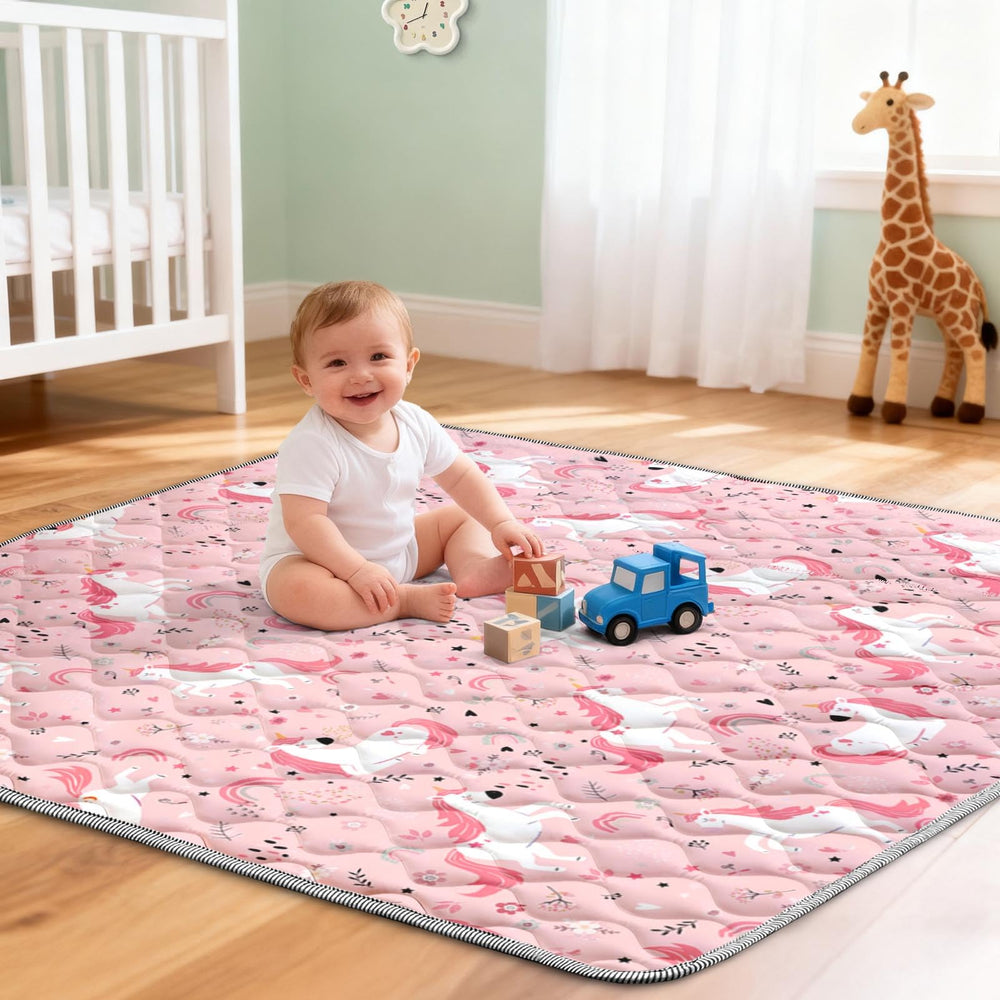 Cosovia Baby Play Mat unicorn pattern adds visual appeal during play sessions.