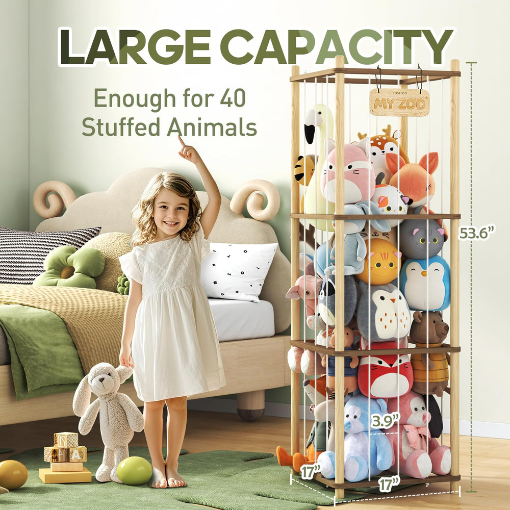 Costoso stuffed animal storage adjustable elastic cords secure toys of all sizes for easy reach