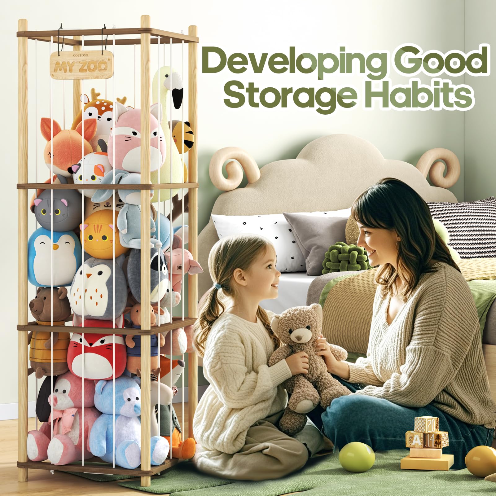 Costoso stuffed animal storage easy assembly with tool-free setup and visual guide